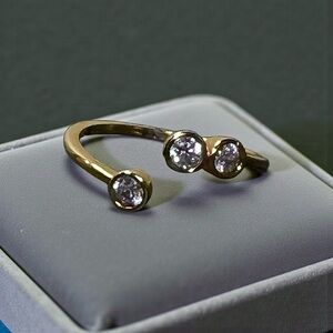 Elegant Gold Adjustable Cubic Zirconia Ring